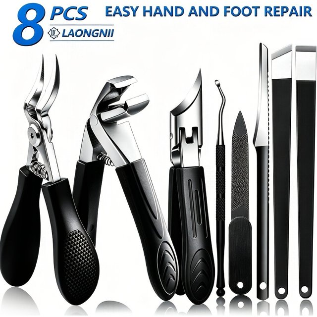 8pcs Toenail Care Set Specially Designed for Thick Hard Nails and Ingrown Toenails Stainless Steel Pedicure and Manicure Tools