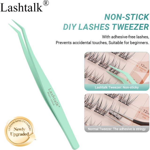 Lashtalk 1Pc DIY Lashes Tweezers Non-stick No Sticky Anti-adhesive False Eyelashes With Adhesive-free Lashes No Glue Makeup Tool