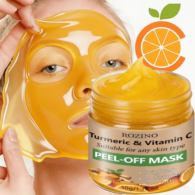 50g Turmeric and Vitamin C Peel-Off Mask, Brightens Skin Tone, Moisturizes, Smoothes, Nourishes, Tightens the Face, Anti-Wrinkle Skincare, Firming and Lifting, Plumps Skin, Specially Designed for