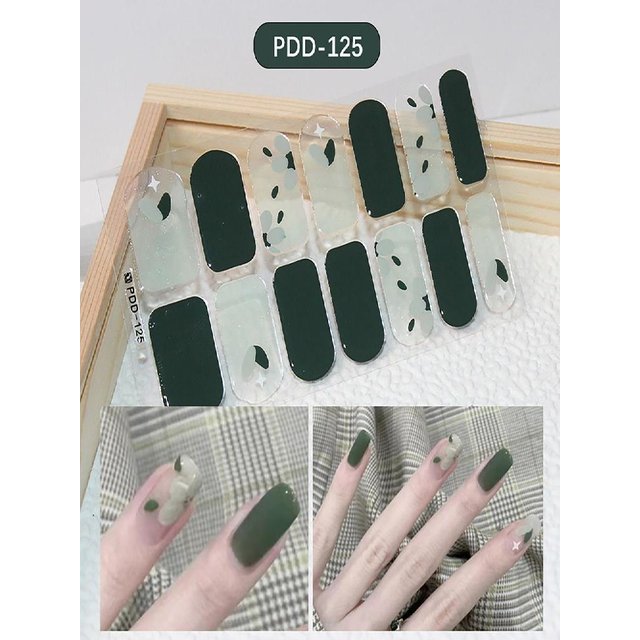 14Strips Gel Nail Stickers Semi Cured Floristic Gel Nail Polish Strips Full Cover Nail Art Stickers DIY Nail Art Making