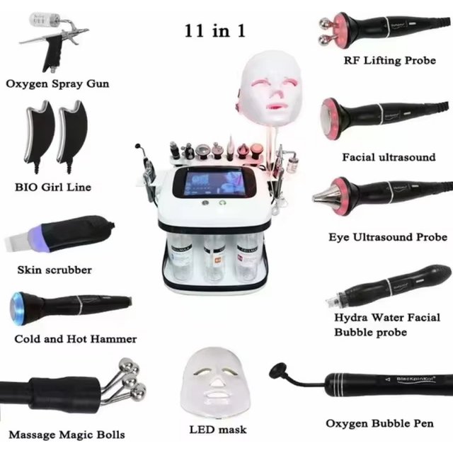 Newest 11 In 1 H2o2 Aqua Peeling Lift Skin Bubble Moisturizer Oxygen Hydrofacial Machine, Skin Care Cleansing Facials