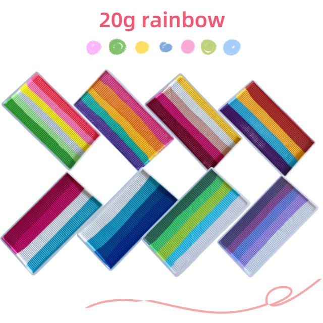 20g Water Based Rainbow Split Cake Face Body Art Paint Neon UV Metallic Face Paint For Halloween Christmas DIY Make Up For Kids