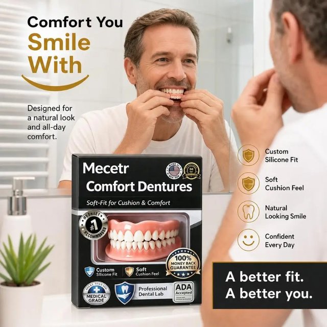 2026 Upgrade Full Upper Lower Silicone Fake Teeth Natural Cosmetic Dentures Comfort Removable Smile Enhancer Daily Oral Care