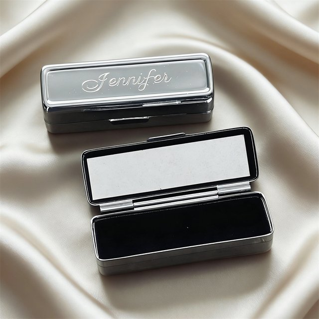 Personalized Name Metal Silver Color Lipstick Case with Mirror Engraved Logo Lipstick Holder Custom Jewelry BFF Gift for women