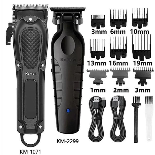 Kemei Hair Clipper Km-1071 Km-2299 Km-2024 UBS Rechargeable Cordless Beard Trimmer Powerful Electric Hair Clippers for men