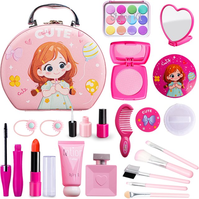 21PCS Kids Toys Simulation Cosmetics Set Pretend Makeup Toys Girls Play House Simulation Make up Educational Toys For Girls Gift