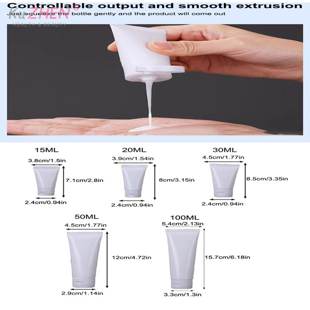 10Pcs 15/20/30/50/100ml White Flip Top Empty Refillable Lotion Squeeze Tubes Leakproof Travel For Hand Cream Skincare Lotion DIY