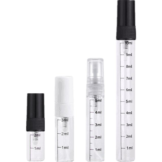 100 pcs/lot 2 ml 3 ml 5 ml 10 ml échelle bouteille en verre vaporisateur vide parfum voyage atomiseur récipient cosmétique échantillon Test flacons