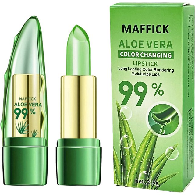 Aloe Vera Warm Change Lipstick for Long-Lasting Lip Protection, Moisturizing and Color Changing, Magical Color Change
