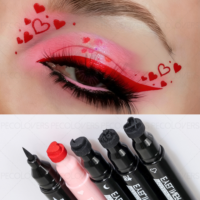 1PC Double-ended Love Star Butterfly Liquid Eyeliner, Waterproof and Anti-smudge Cosmetic, Quick Drying, Valentine's Day Gift