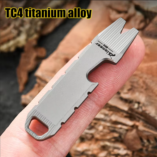 Mini clé de pied de biche en alliage de titane TC4, pendentif multifonction, Gadget de livraison ouvert, clé hexagonale externe, ouvre-bouteille, outil EDC