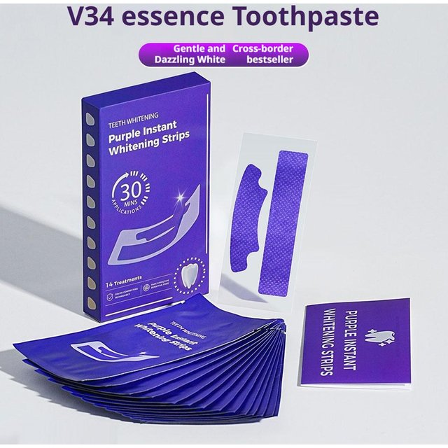 Teeth Whitening Strips 42 Pairs Value Pack Purple Removes Coffee Wine Stains Brightening Teeth Fast Results for Confident Smile
