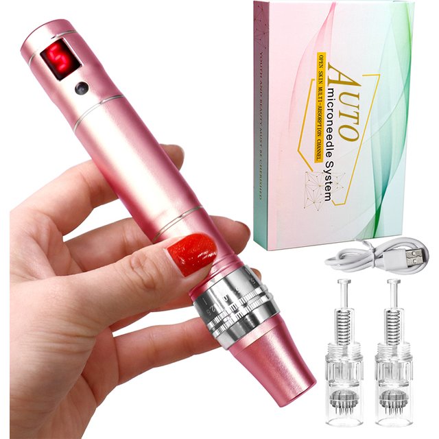 Wireless Microneedling Professional Derma Pen with 2pcs Needle Cartridge 5 Speeds High Frequency Skin Care Tool Beauty Device