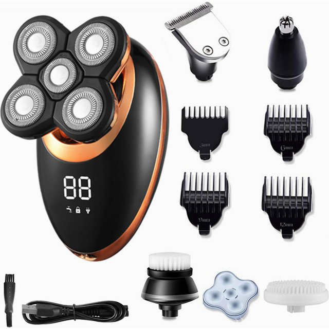Electric Shaver Electric Razor Rotary Beard Trimmer Rechargeable Shaving Machine for men Beard Razor Waterproof 5-Blade
