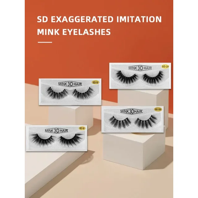 3D Mink Effect False Eyelashes Natural Look Lightweight & Comfortable Thicken Eyelashes Extension Cosmetics Tool
