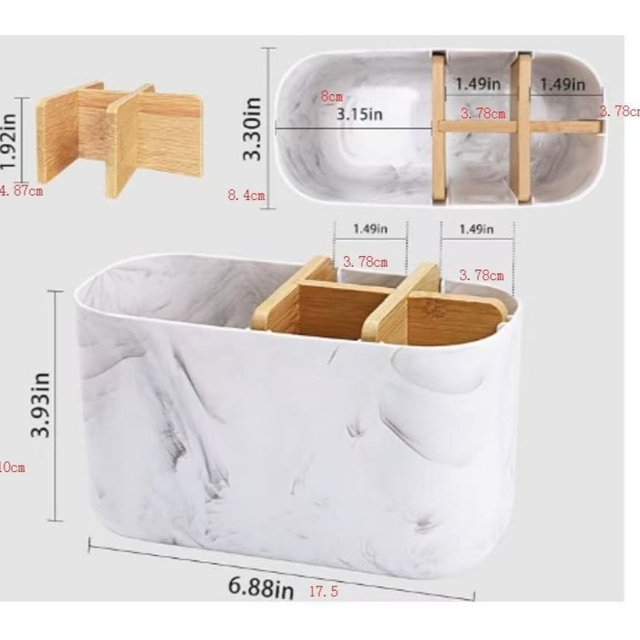 Multi-Slot Toothbrush Holder Toothpaste Storage Cosmetic Storage Bathroom Counter Organizer Plastic Desktop Storage Box Home