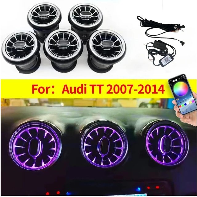 256 Colours LED Air Vents For Audi TT 2007-2014 APP Control Car AC Conditioner Turbo Outlet Decoration Lamp Ambient light Refit