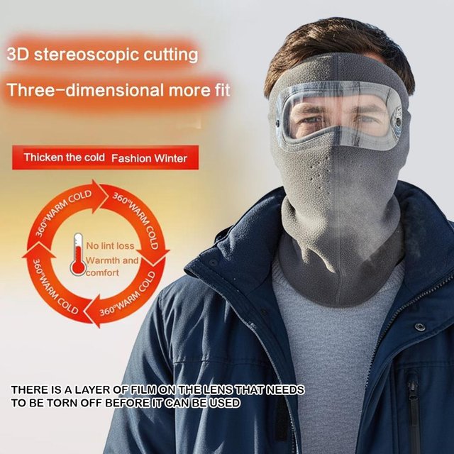 Masque facial en velours chaud d'hiver, lentille Anti-buée, cagoule polaire, casque chaud, coupe-vent, couverture faciale de Ski, masque de moto