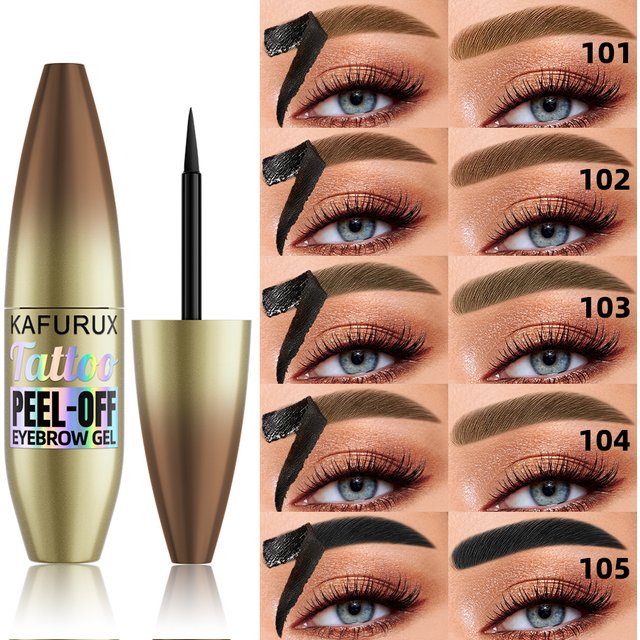 5 Color Waterproof Tattoo Eyebrow Peel Off Tint with Stencils-Semi-Permanent Eyebrow Tint Easy to Apply Eye Makeup Long Lasting
