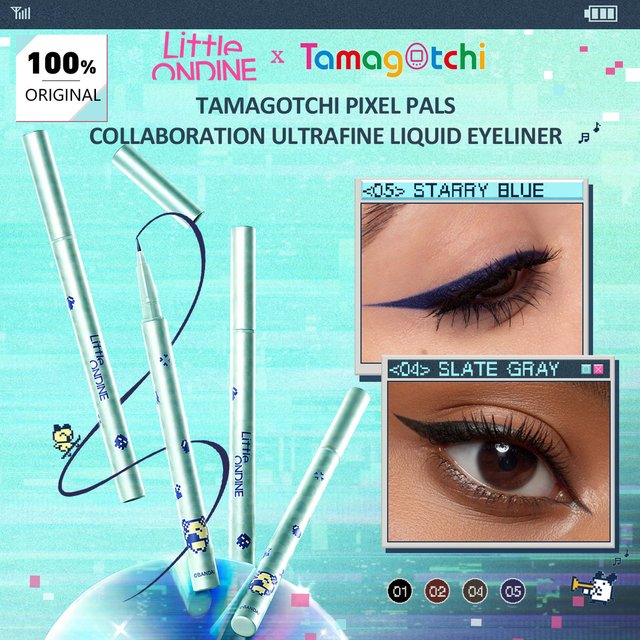 Little Ondine Tamagotchi Pixel Pals Collaboration UltraFine Liquid Eyeliner,Quick Dry Film,Precise Thin Line,Silky Spread