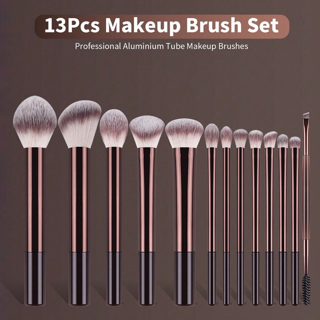 13PCS Makeup Brush Set Foundation Concealer Powder Eyeshadow Blush Brush Kabuki Blending Cosmetic Beauty Tool for Face
