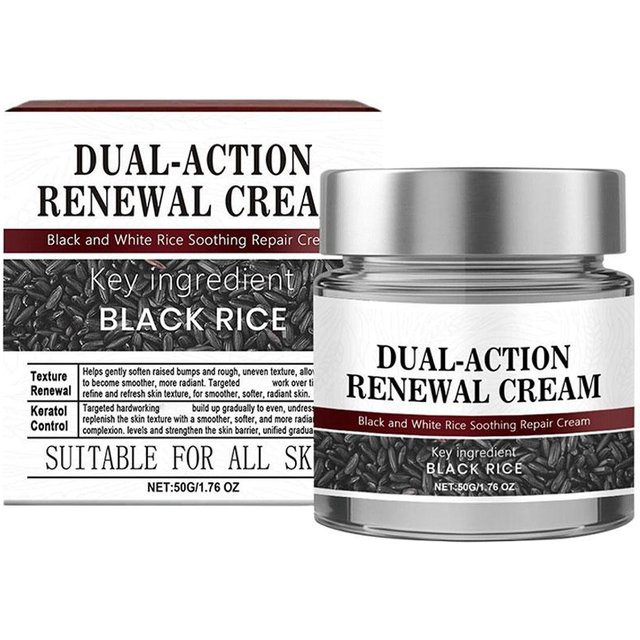 Dual-Action Renewal Cream Black White Rice Soothing Repair Cream Gentle Hydrating Suitable For All Skin Types Face Moisturizer