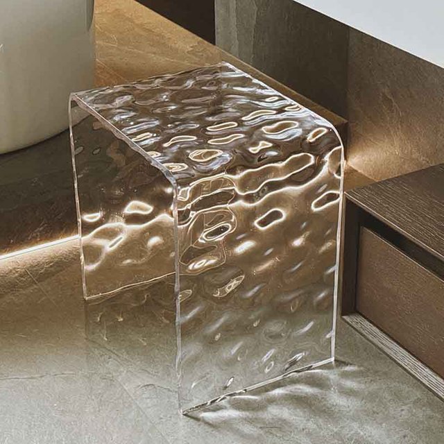 Water Ripple Acrylic Stool, Shoe Changing Stool, Footstool, Bathroom Stool, Makeup Stool,Leisure Seat Chair,Furniture,Customized
