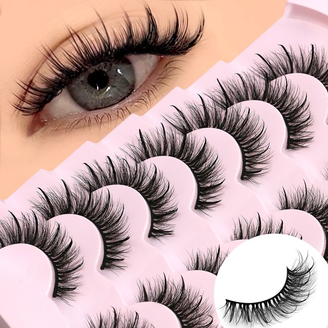 Lasvirey Cat Eye Lashes Manga Wet Eyelashes 5D Fluffy Volume Fake Lashes Natural Fluffy Full Strip Lashes Extension Makeup
