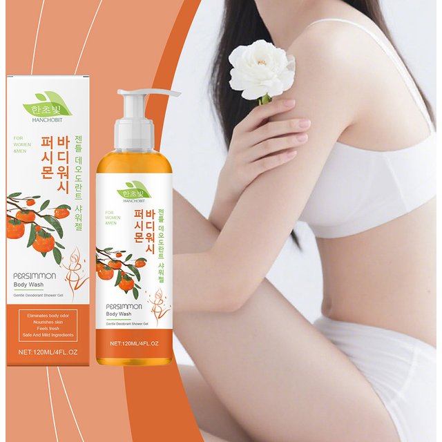 120ml Persimmon Body Wash,Gentle Daily Moisturizing Shower Gel,For Odor Control Natural Deodorant Soaps For Skin Care