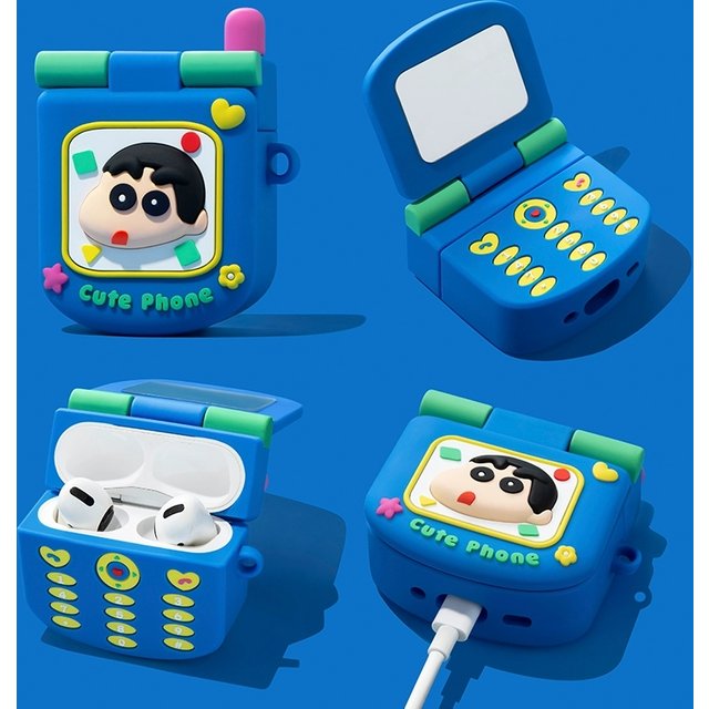For Airpods 1 2 3 4 Pro Pro 2 Pro 3 flip phone Crayon makeup mirror Silicone Earphone Case Accessories Cover