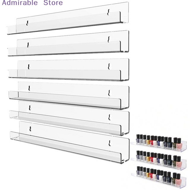 wAcrylic Nail Polish Rack Wall Mounted Lipstick Nail Polish Bottle Holder Organizer Nail Paint Display Stand Shelf With Screws