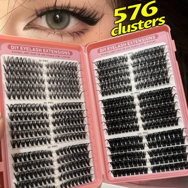 576Cluster Large Capacity Eyelash Books Ultra-Natural Thin Ultra-Soft Ultra-Light Various Styles Fluffy Lash for Daily Makeup