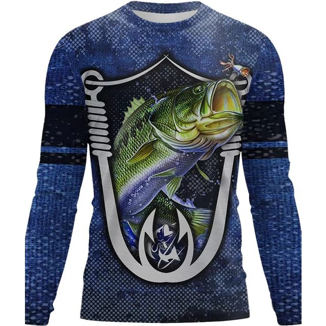 Fishing Shirt Men Summer Outdoor Fishing Clothing Sunscreen Long Sleeve 3D Print Casual Shirts Anti-UV Quick-Dry Fishing Shirts