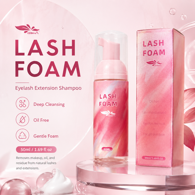 50ml Lash Foam Eyelash Extension Shampoo Oil Free Lash Cleanser Deep Cleansing Gentle Foam Makeup Remover Aftercare Tool