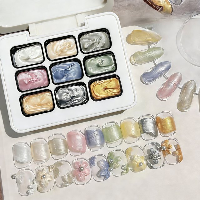 9-Color Solid Nail Polish Pat Gel Painting Gradient Bright Gel Nail Art Creation Decoration Salon DIY Summer Popular
