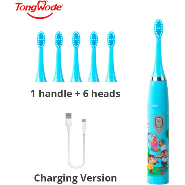 Children Sonic Electric Toothbrush Colorful Cartoon For Kids USB Rechargeable Soft Automatic Waterproof With Replacement Head
