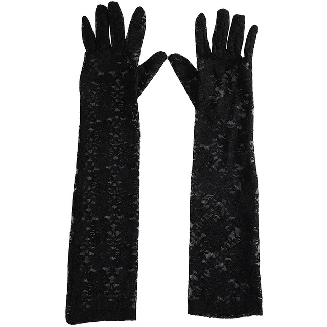 Summer Elegant Women Long Driving Gloves White Black Sunscreen Gloves Sexy Anti-UV Elasticity Lace Mesh Gloves Arm Warmer