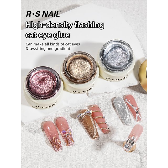 RSNAIL Cat Magnetic Gel Nail Polish 8g Cat Eye Glitter Effect Semi Permanent 3 Colors Soak Off UV Gel Varnish Manicure Nail Art