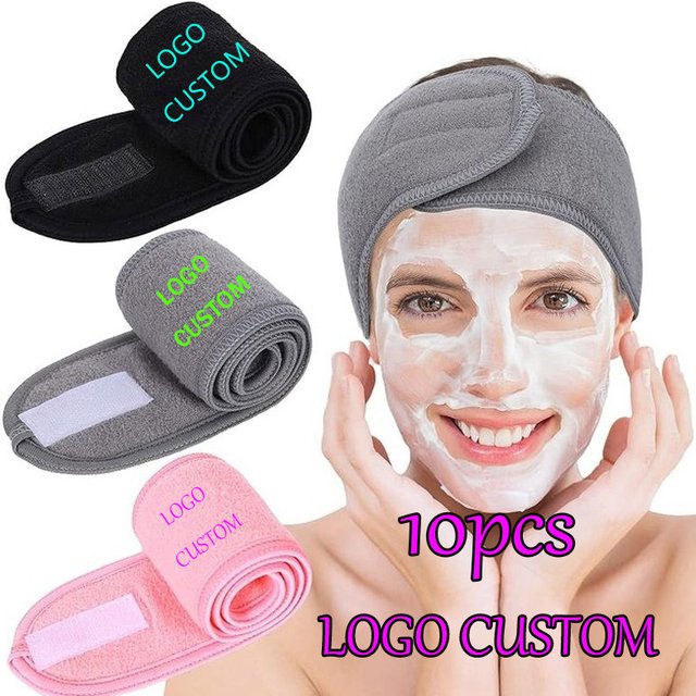 Spa Facial Headband Head Wrap Terry Cloth Headband 10 Pcs Logo Customize Stretch Towel For Bath Makeup Sport
