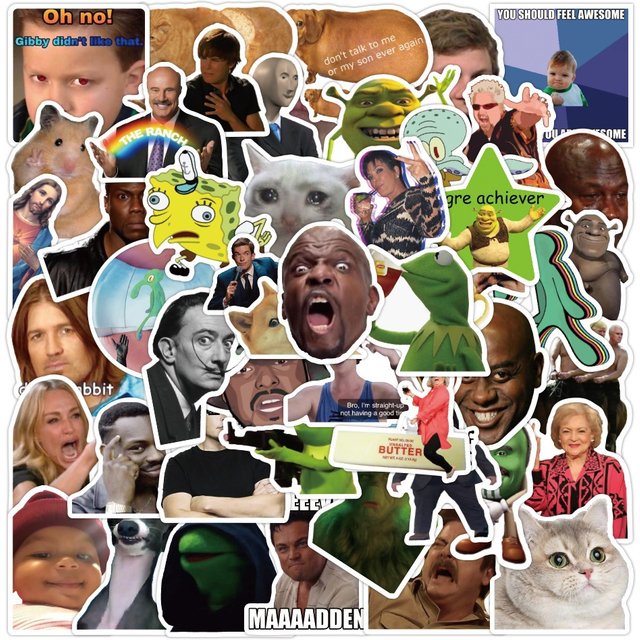 50Pcs Internet Celebrity Facial Expression Stickers Funny Graffiti Stickers Motorcycle Luggage Water Cup Waterproof Stickers