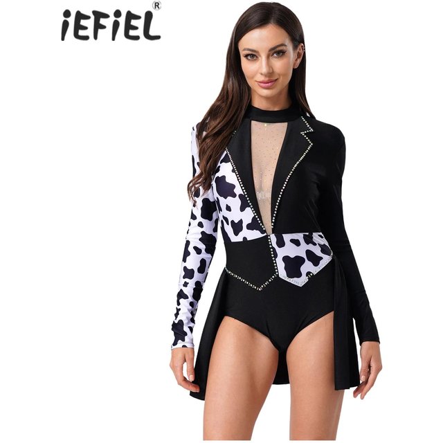 Costume Cruel Devil pour femmes, Cosplay d'halloween, jupe ouverte sur le devant, robe justaucorps tachetée pour carnaval, fête de mascarade de Clown