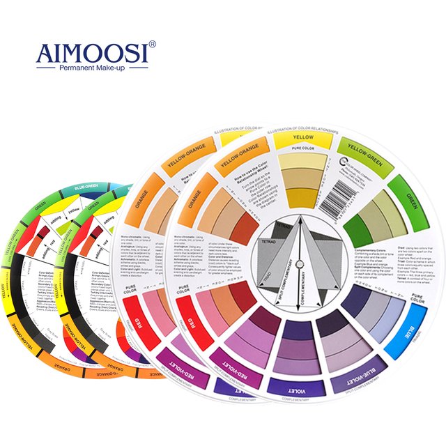 12 Color Mixing Guide Wheel Rotatable Paper Card, for Nail Pigment Tattoo Ink & Microblading Makeup Blending Chart Matching Su