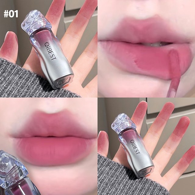 QIBEST Matte Velvet Liquid Lipstick Natural Long-Lasting Highly Pigmented Lip Mud Portable Finish Universal Lip Gloss Makeup