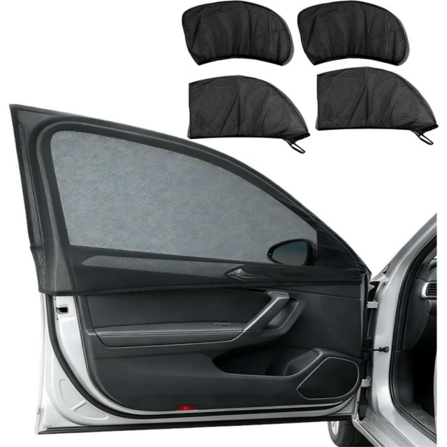 2/4pcs Car Window Shade Breathable UV Protective Universal Insulated Screen Window Sunscreen Anti-mosquito Car Window Sunshade