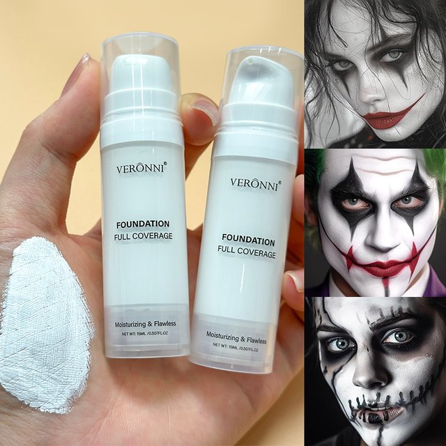 Pure White Liquid Foundation for COS Stage Makeup Long-lasting Concealer Mixable Pure White Foundation Adjuster Lighten&Brighten