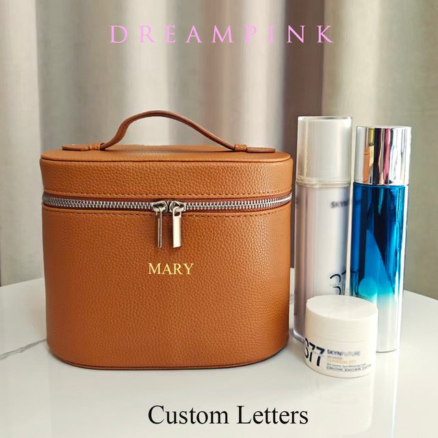 Custom Initials Women Cosmetic Bag Large Capacity Female Travel Accessories Make-up Kit Box With Top Handle Daily Beauty Storage