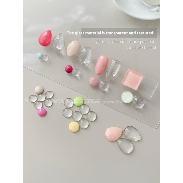 Mini Glass Color Card Manicure Bean Color Card Nail Polish Glue Plate Nail Polish High Transparent 3D Round Bead Manicure Tool