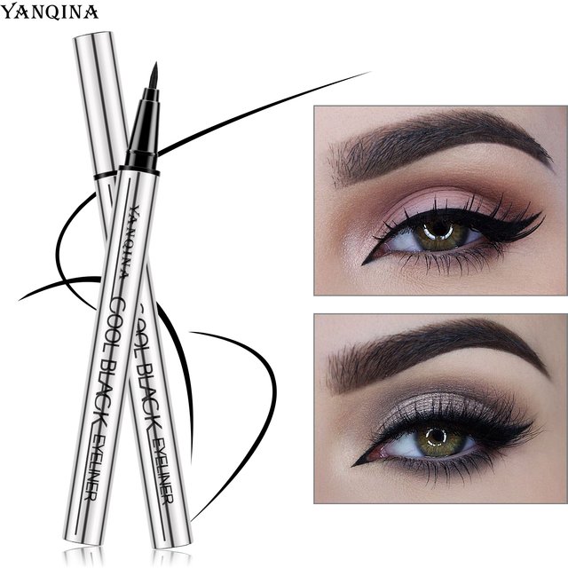 Waterproof Liquid Eyeliner Pen Sweatproof Long Lasting Smudge Resistant Smooth Texture 2 Colors Brown Black Beginner Eye Makeup