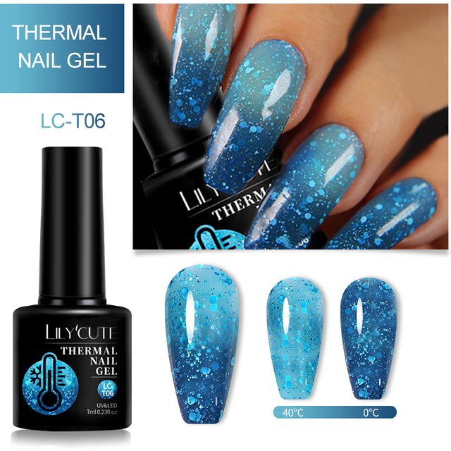 LILYCUTE 7ml Purple Thermal Gel Nail Polish 3 Layers Temperature Changing Gradient Color Soak Off UV Nail Art Gel Varnish