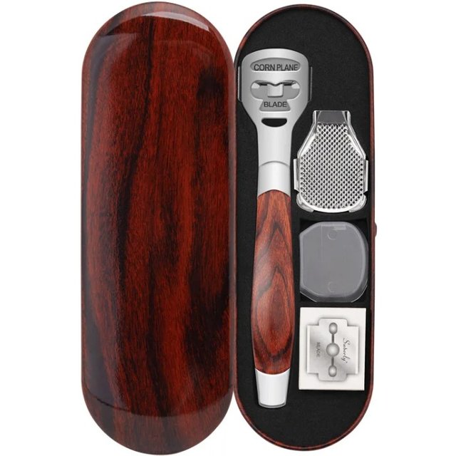4pcs/set Wood Handle Foot Callus Shaver Heel Feet Skin Shaver Corn Cuticle Cutter Remover Pedicure Razor Portable Foot Care